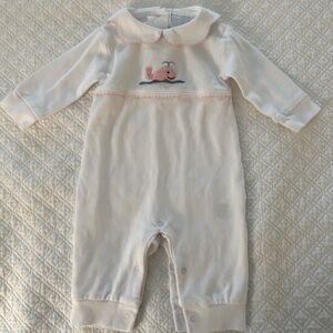 Little English Pink Whale Crochet Playsuit